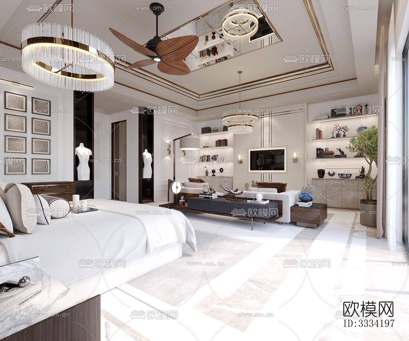 现代卧室效果图下载（渲染图3）