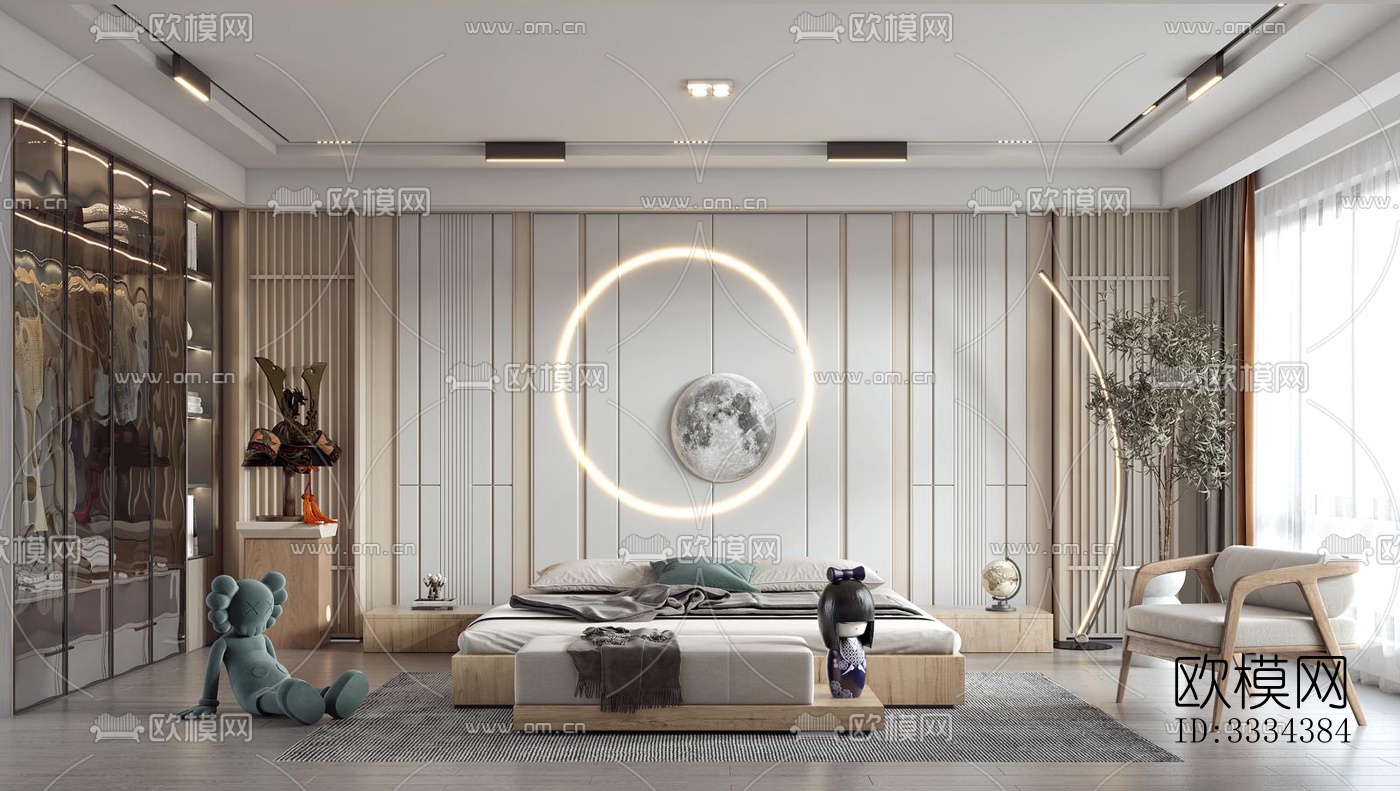 现代卧室效果图下载（渲染图8）