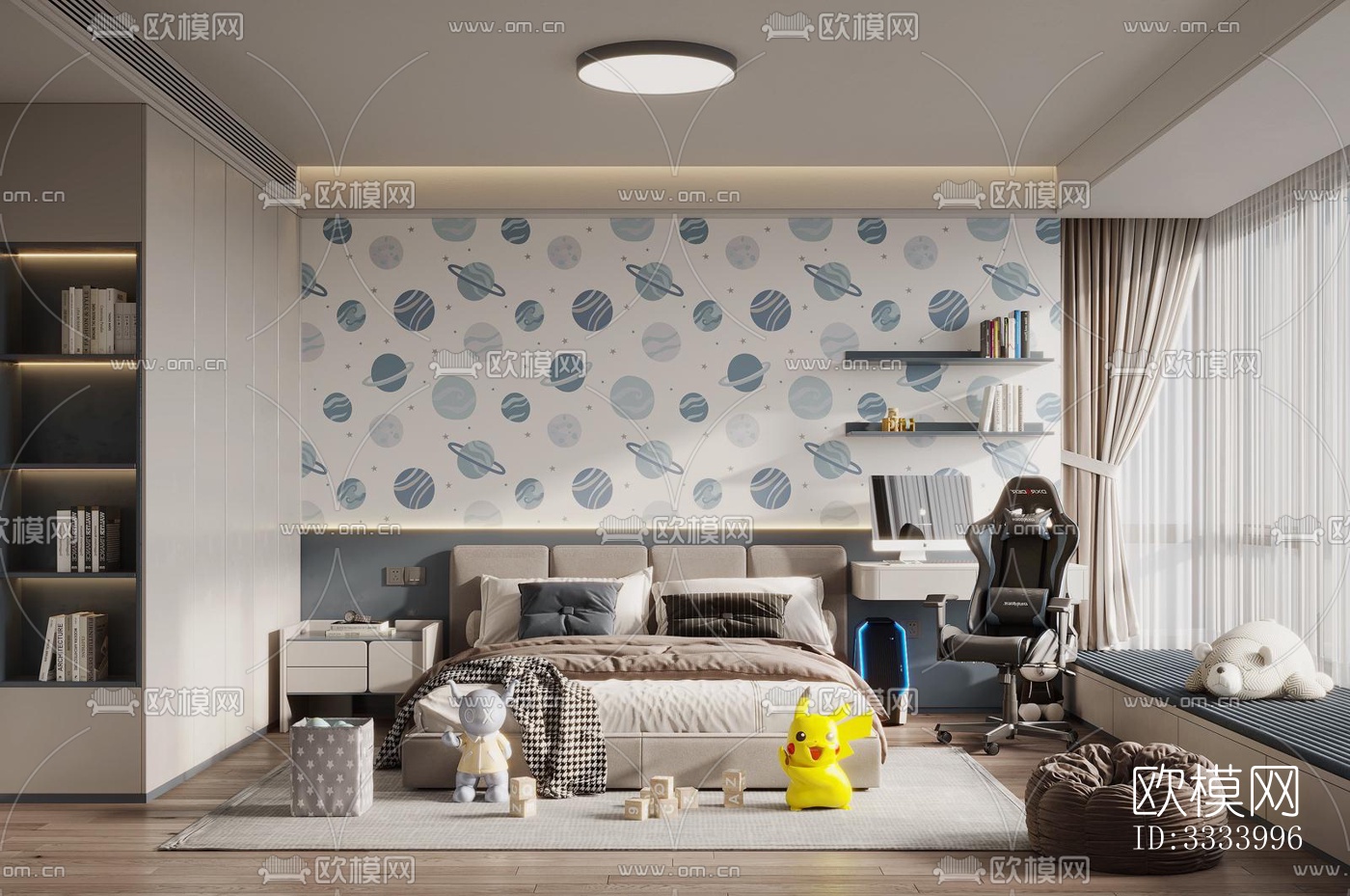 现代儿童房效果图下载（渲染图4）