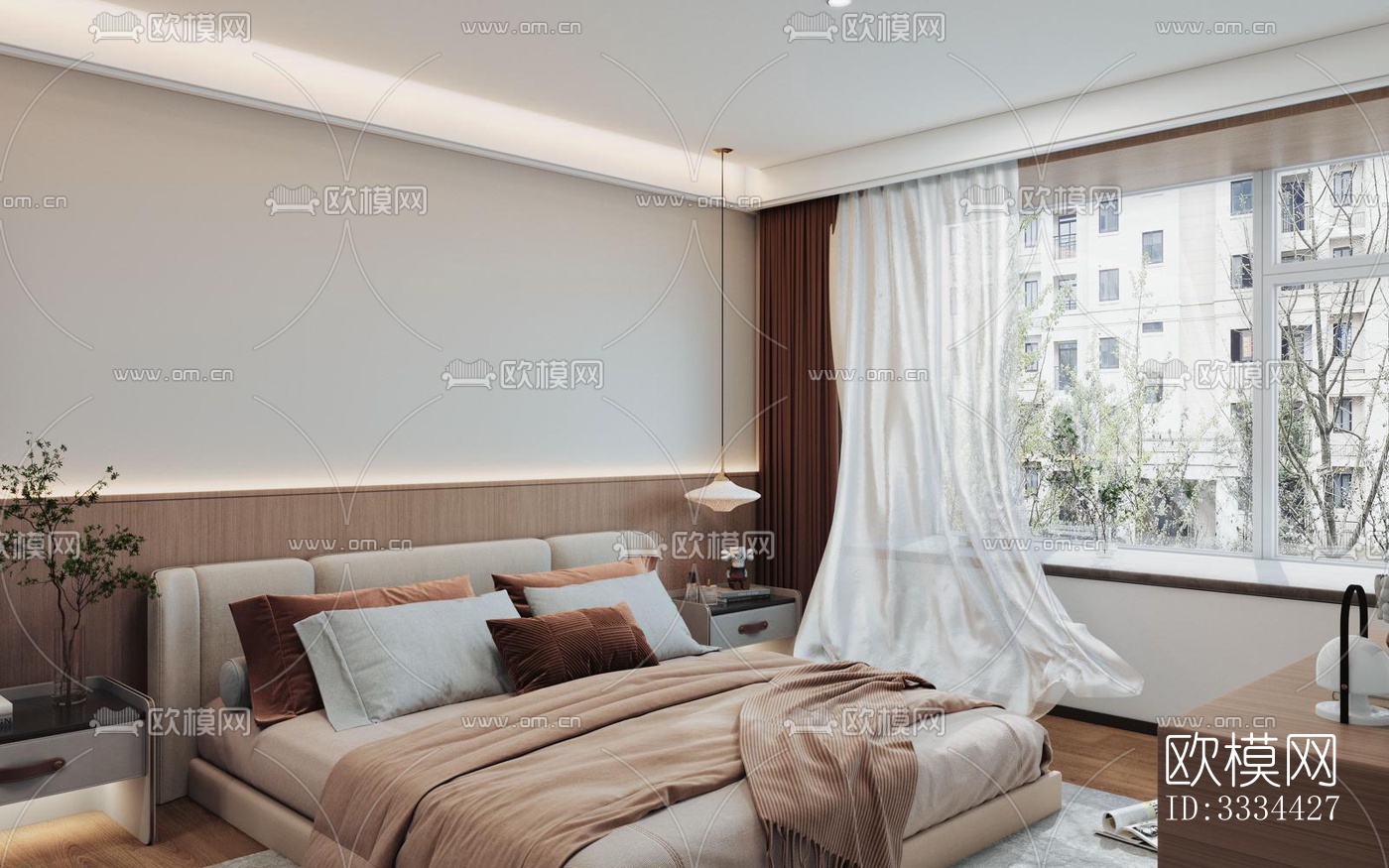 现代卧室效果图下载（渲染图9）