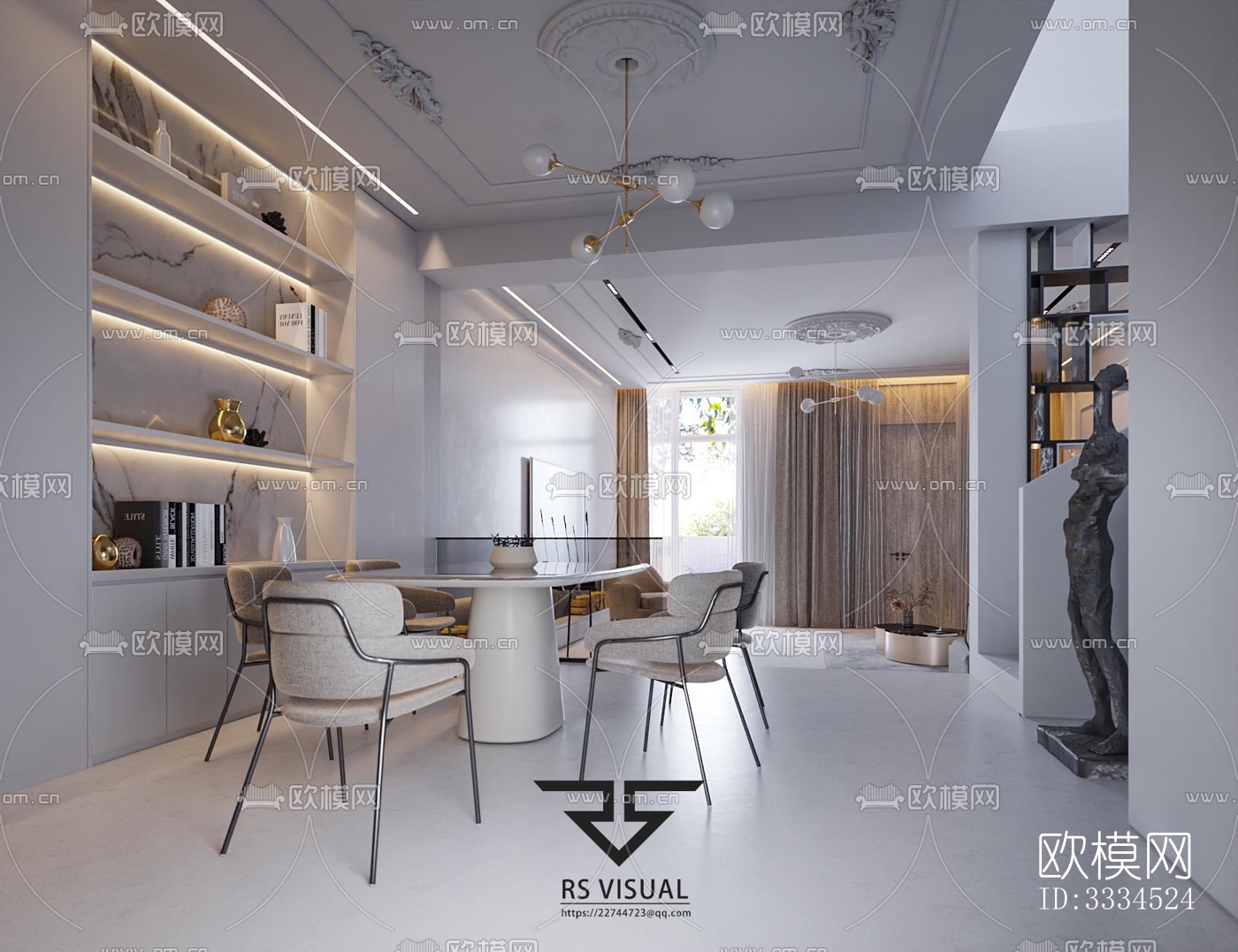 现代客厅效果图下载（渲染图4）