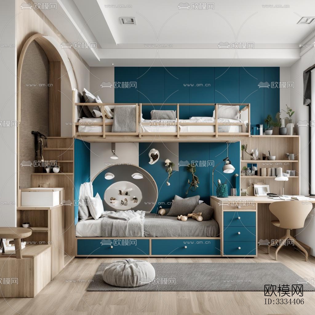 现代卧室效果图下载（渲染图1）