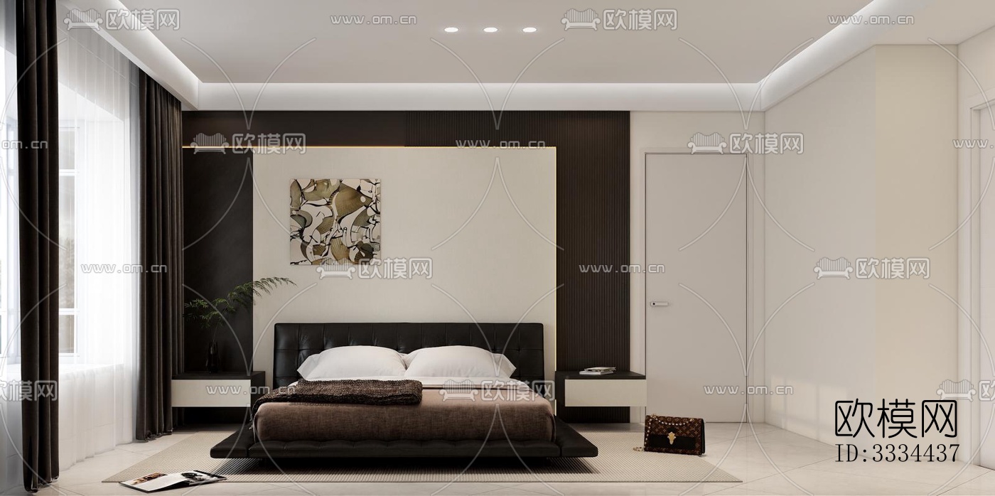 现代卧室效果图下载（渲染图1）