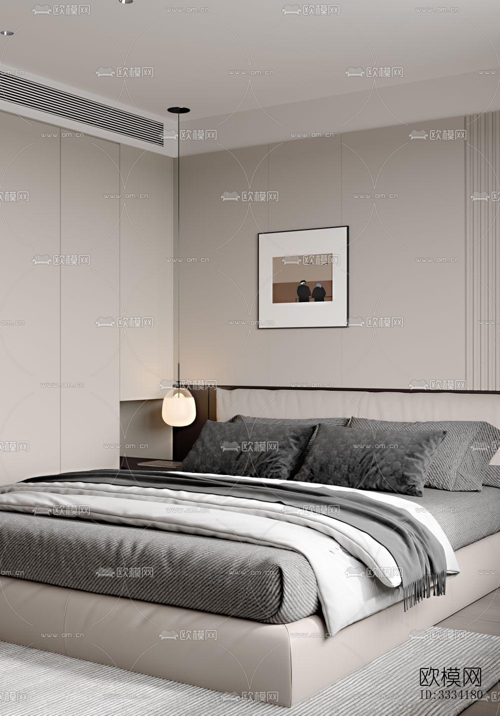 现代卧室效果图下载（渲染图7）