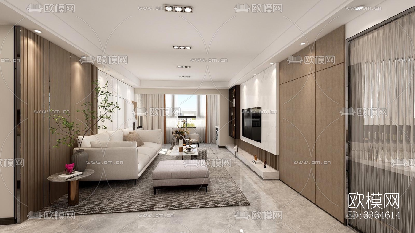 现代客厅效果图下载（渲染图4）