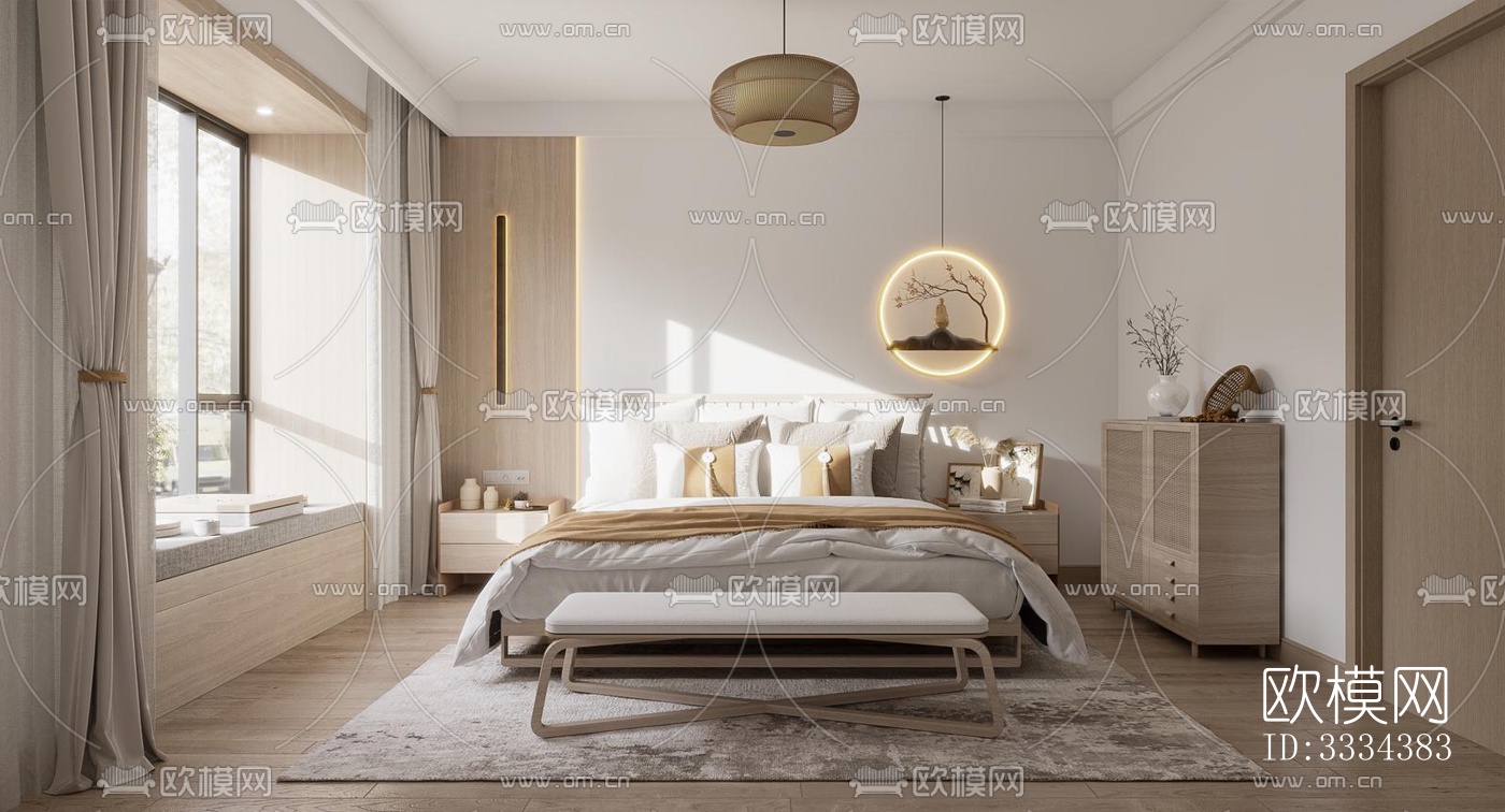 现代卧室效果图下载（渲染图1）