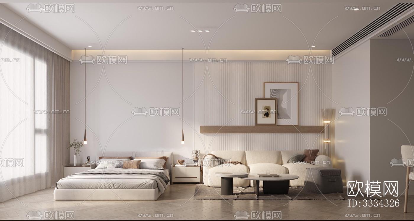 现代卧室效果图下载（渲染图4）