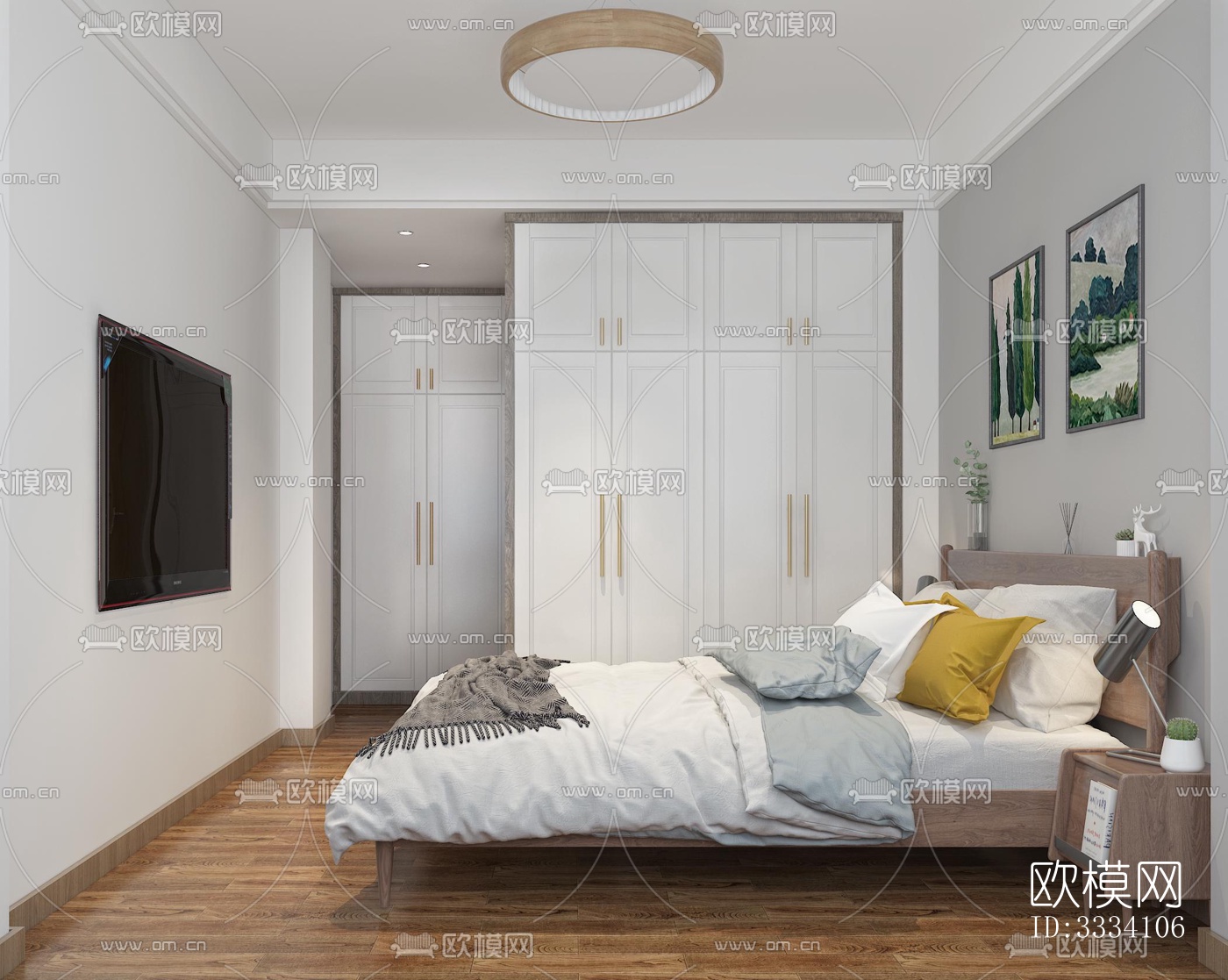现代卧室效果图下载（渲染图3）