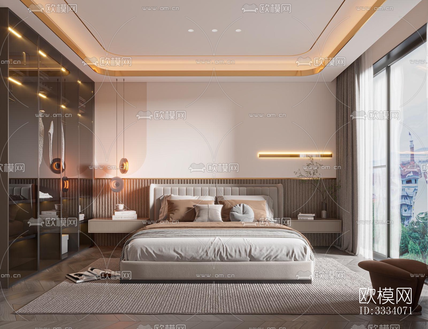 现代卧室效果图下载（渲染图2）