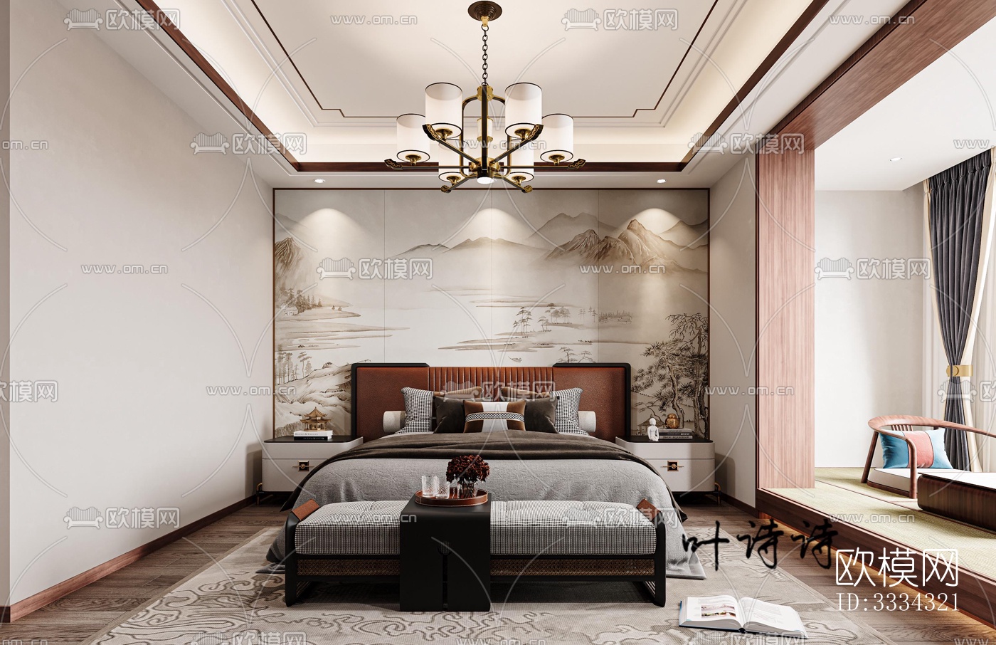 现代卧室效果图下载（渲染图9）