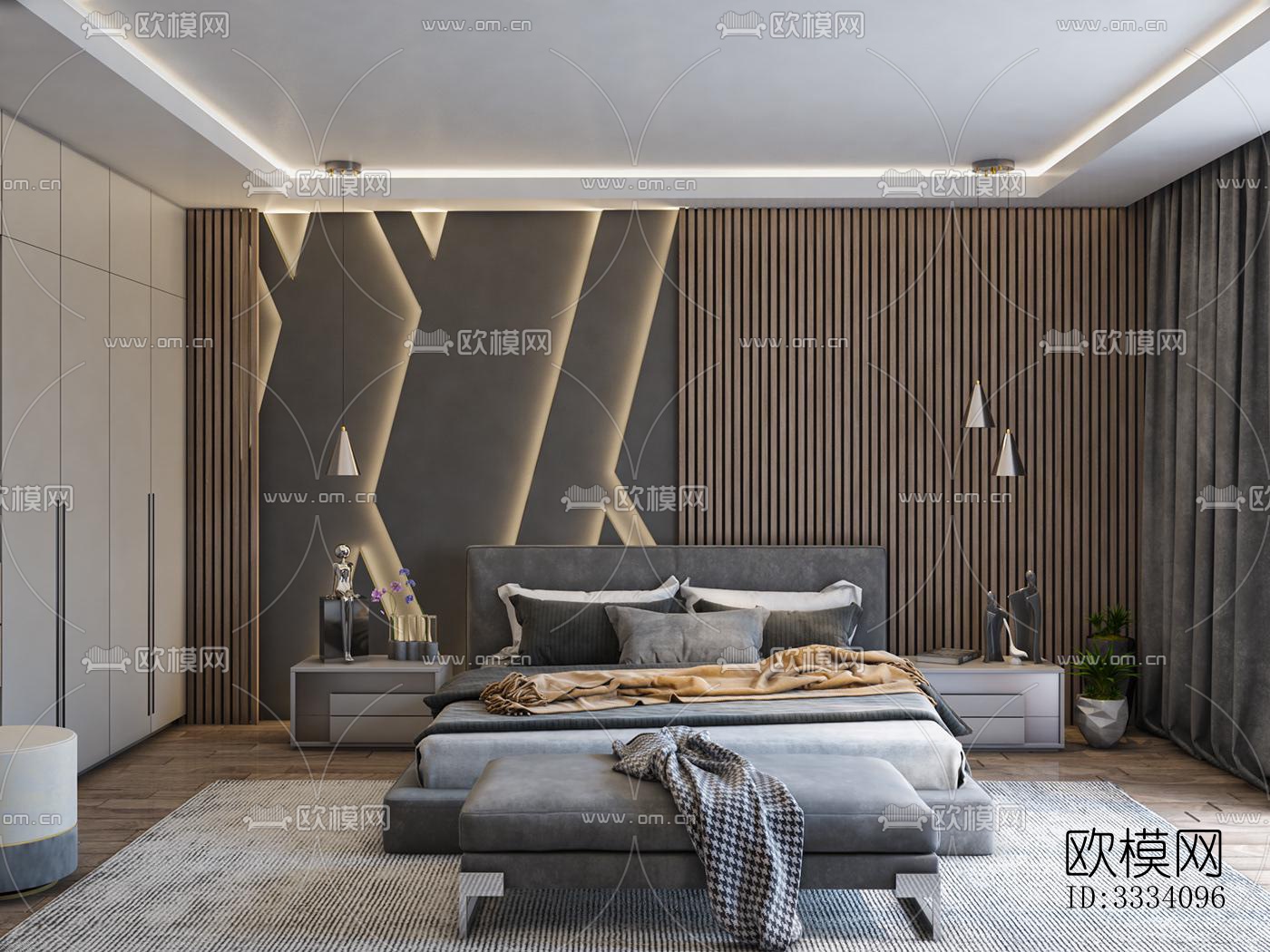 现代卧室效果图下载（渲染图2）