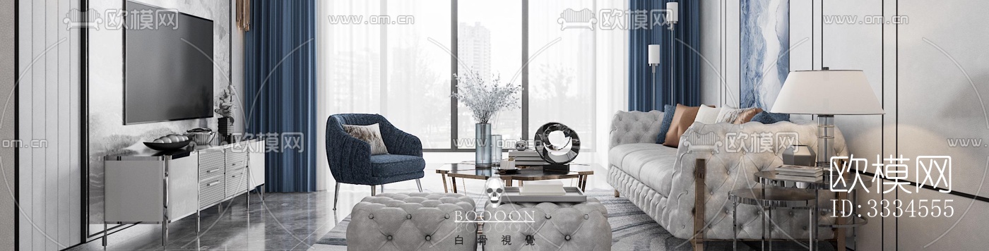 现代客厅效果图下载（渲染图1）