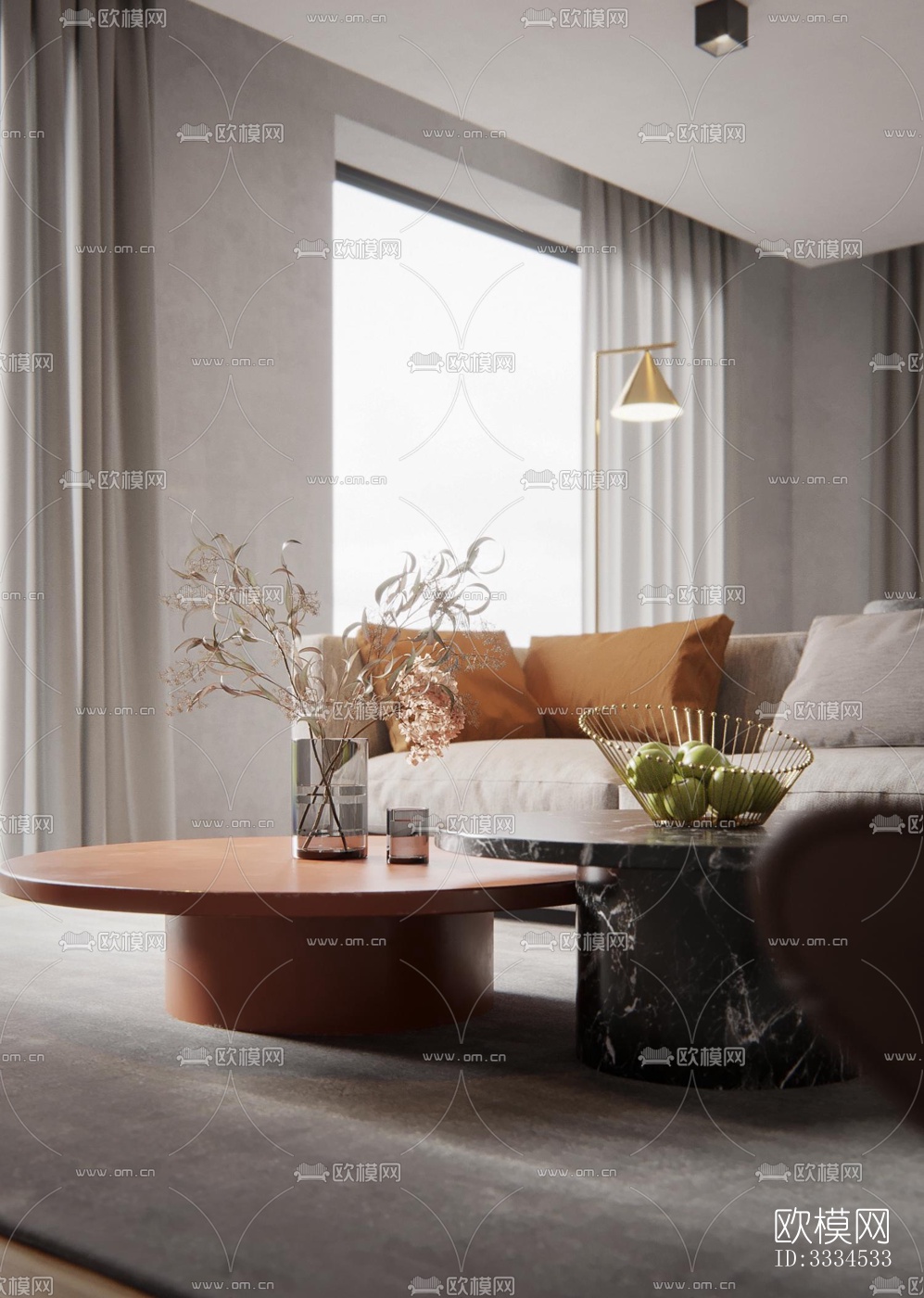 现代客厅效果图下载（渲染图3）