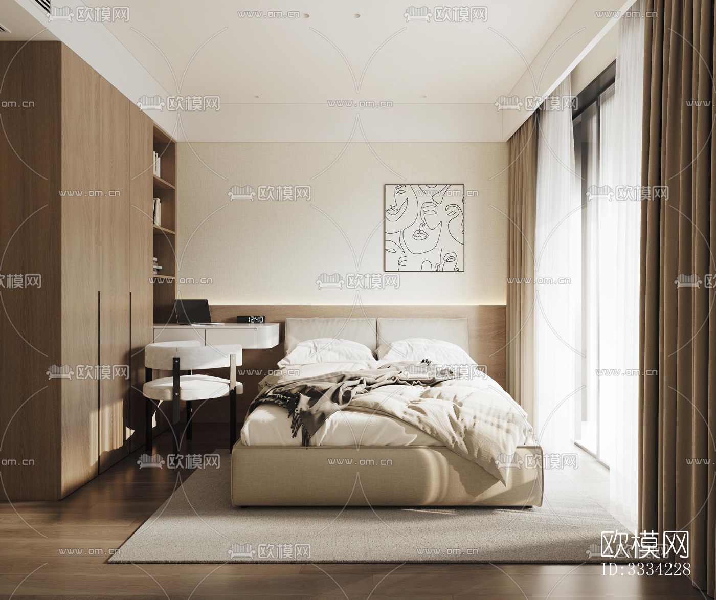 现代卧室效果图下载（渲染图5）