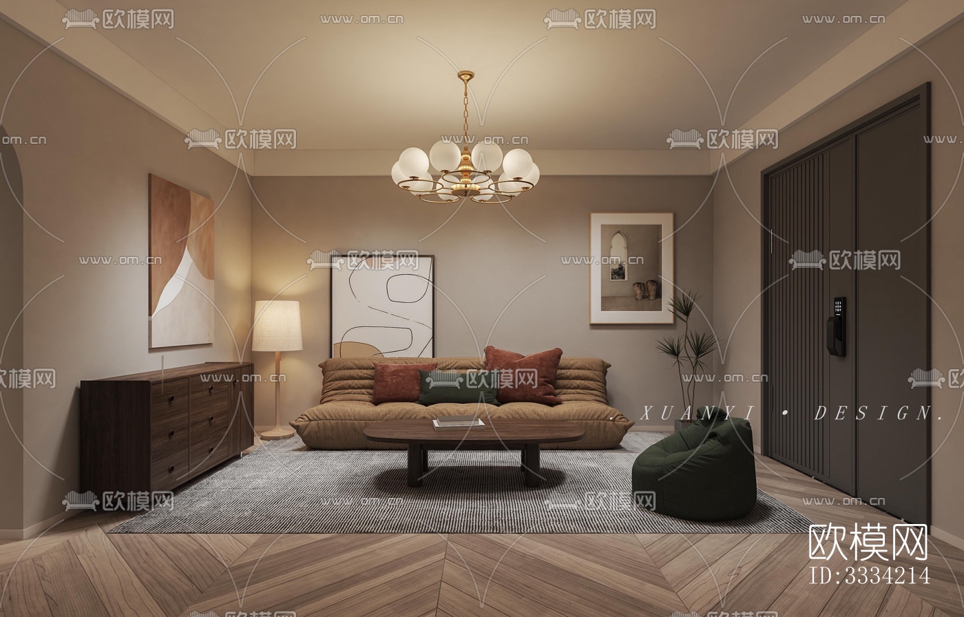 现代卧室效果图下载（渲染图2）