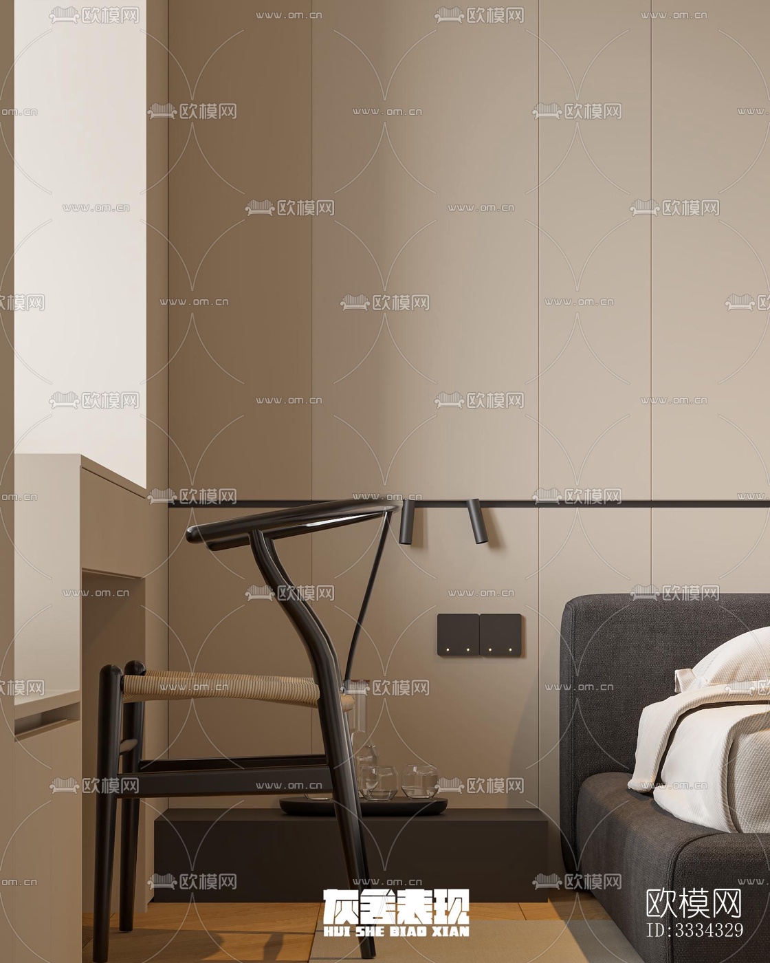 现代卧室效果图下载（渲染图1）