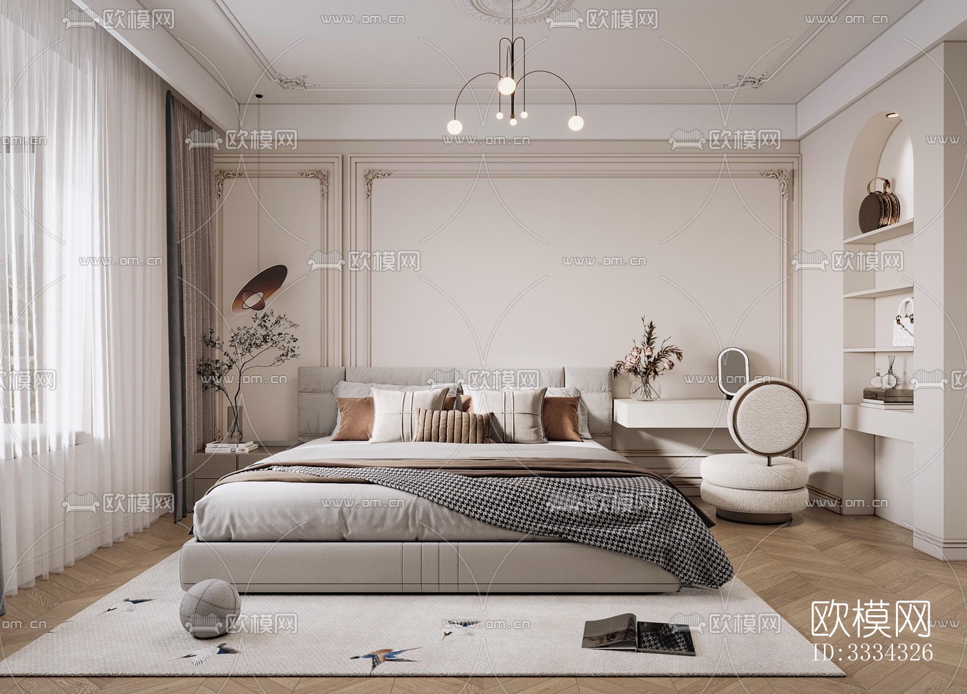 现代卧室效果图下载（渲染图11）