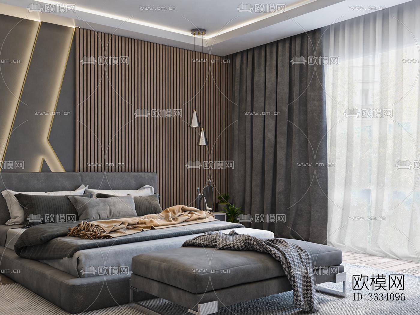 现代卧室效果图下载（渲染图3）