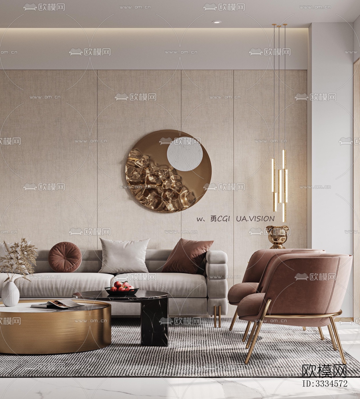 现代客厅效果图下载（渲染图5）