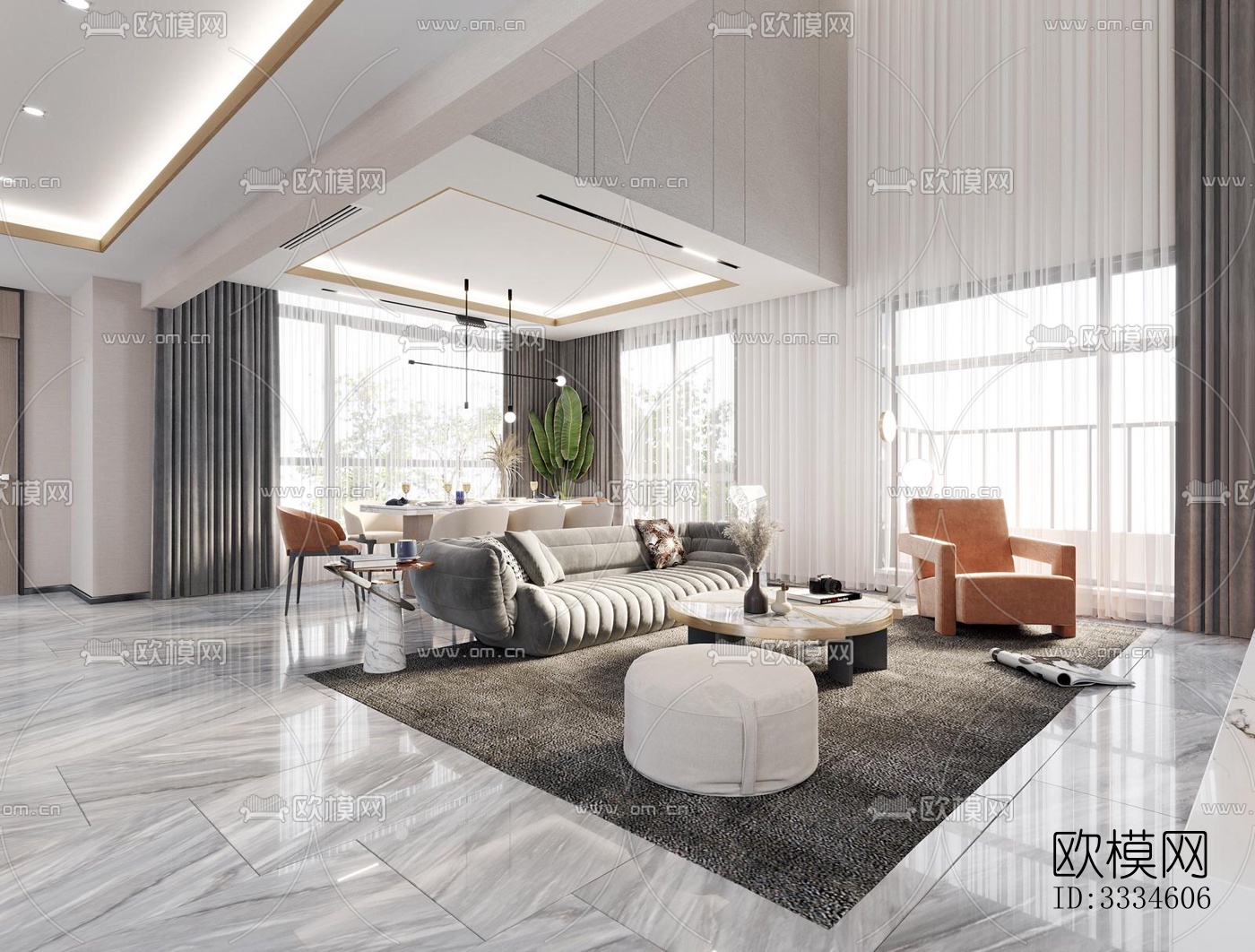 现代客厅效果图下载（渲染图6）