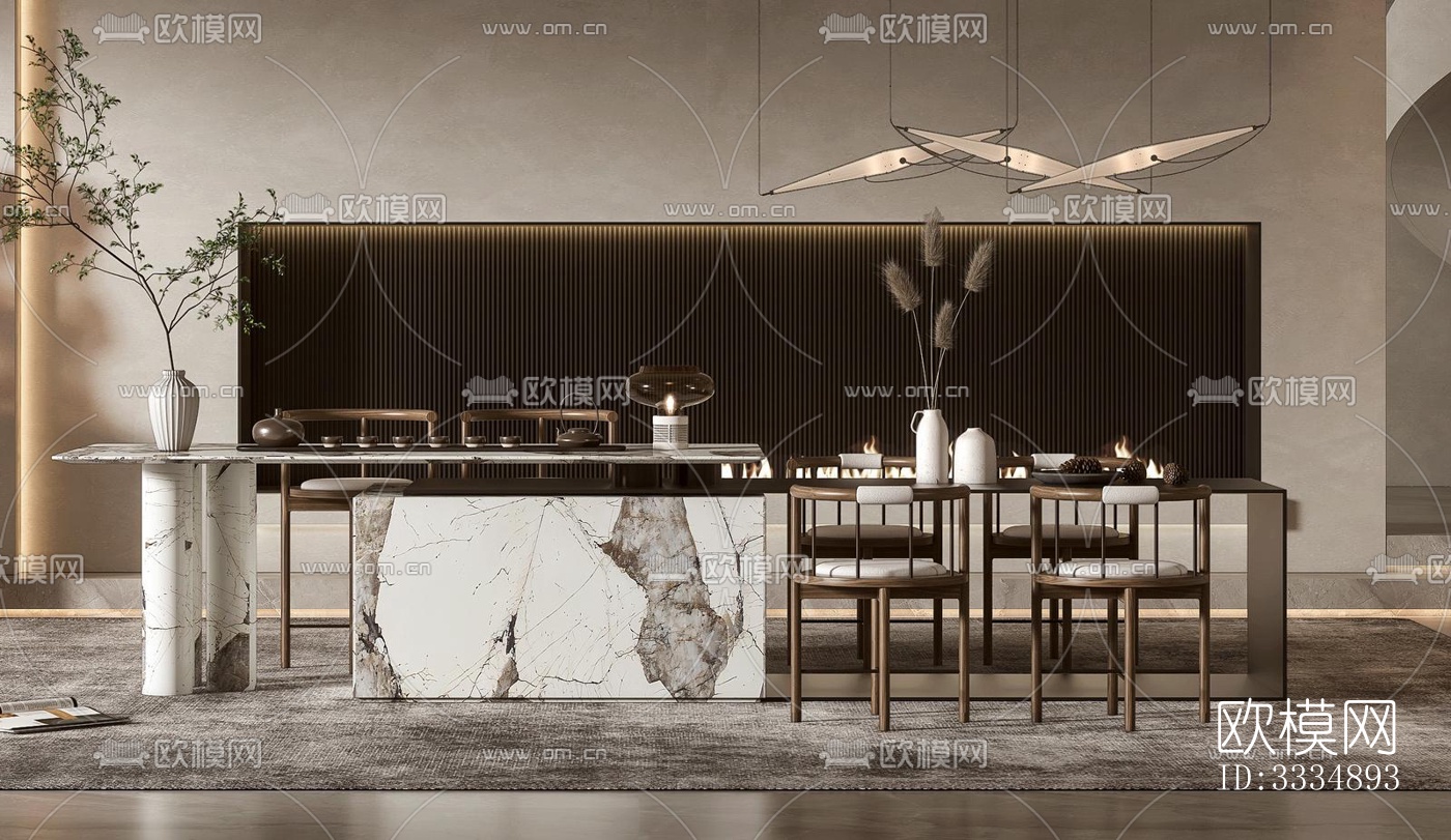现代餐厅效果图下载（渲染图1）