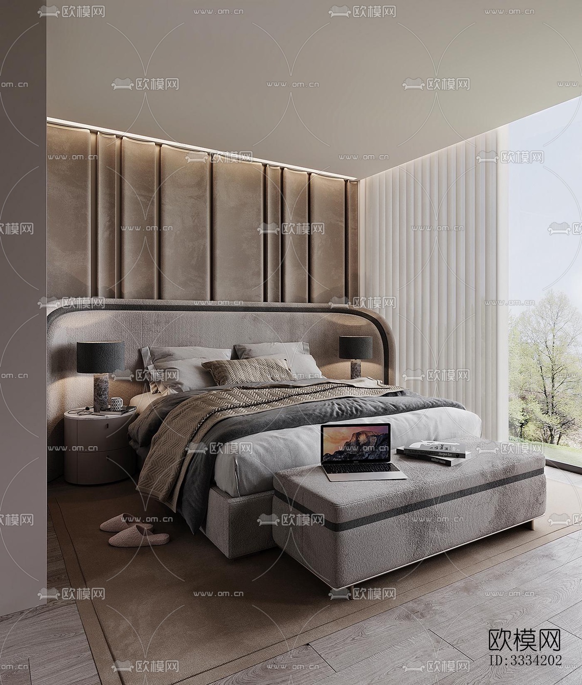 现代卧室效果图下载（渲染图2）