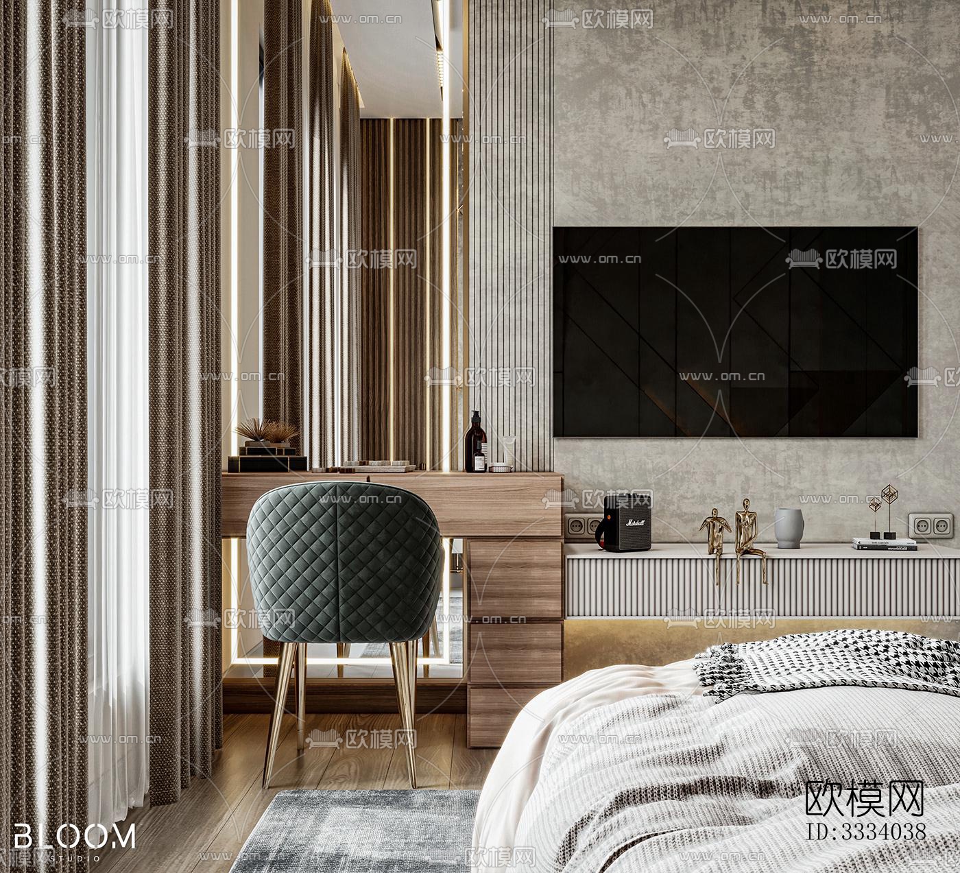 现代卧室效果图下载（渲染图10）