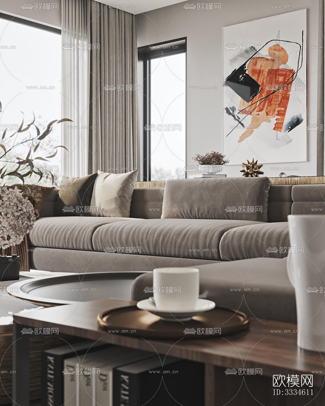 现代客厅效果图下载（渲染图6）