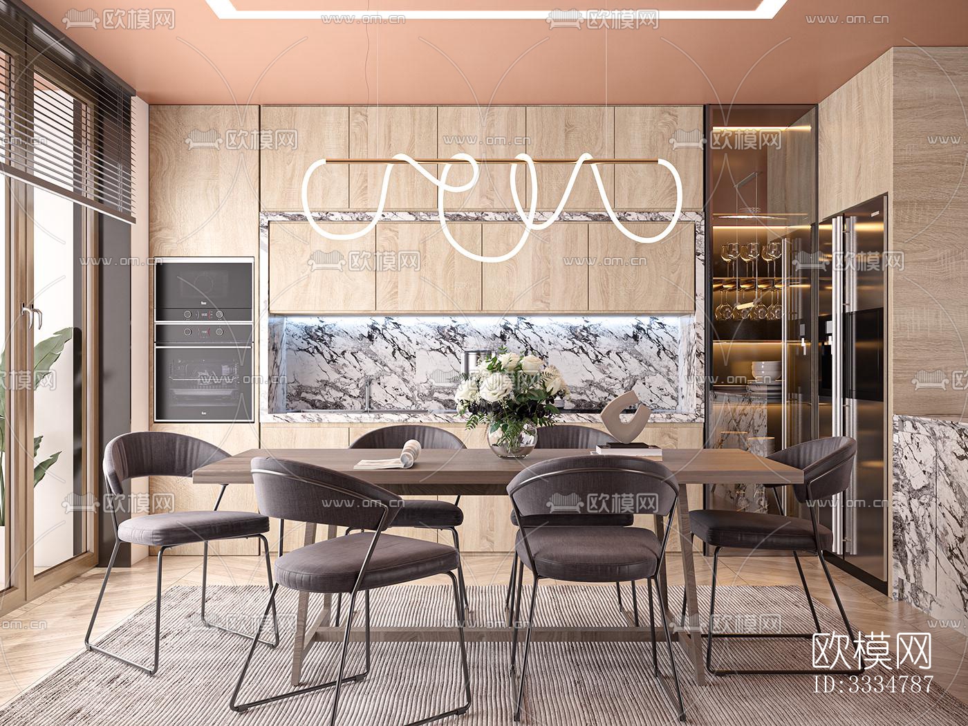 现代餐厅效果图下载（渲染图2）