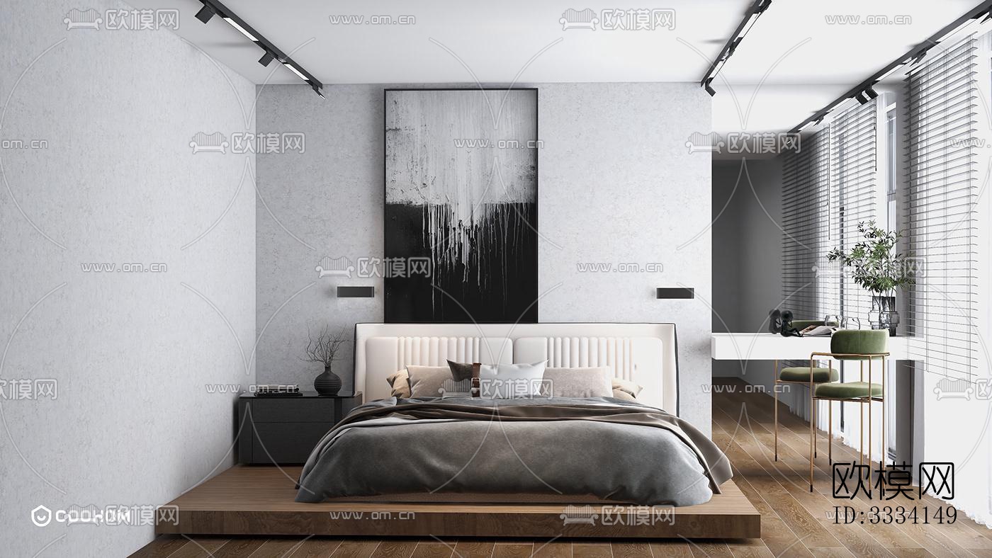 现代卧室效果图下载（渲染图4）