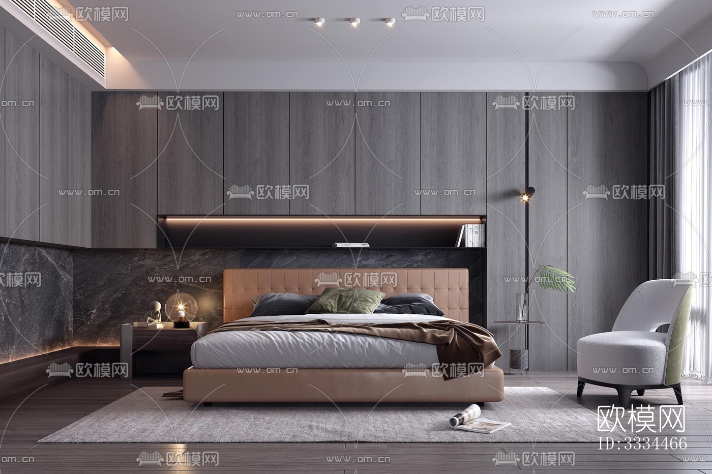 现代卧室效果图下载（渲染图2）
