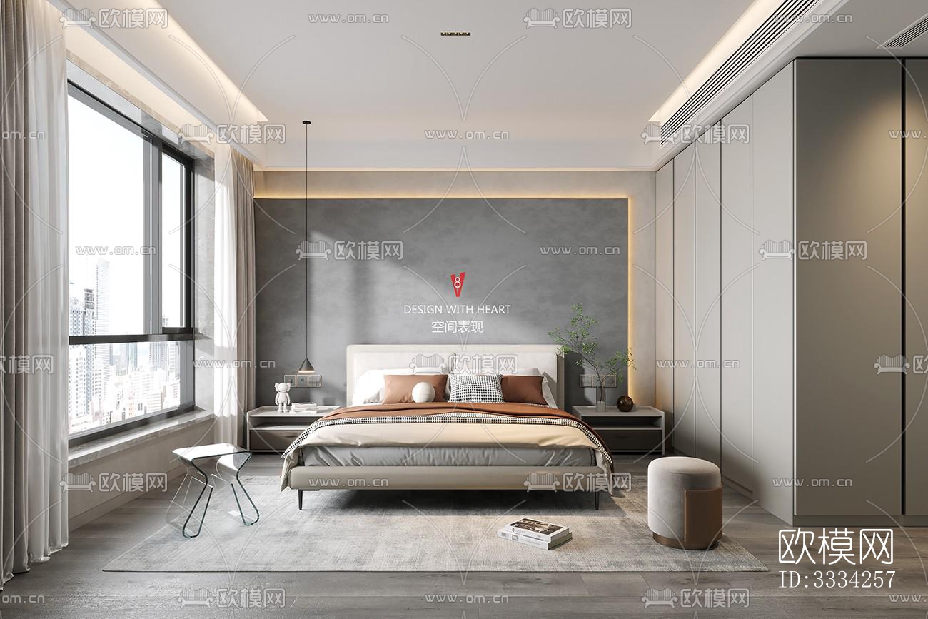 现代卧室效果图下载（渲染图1）