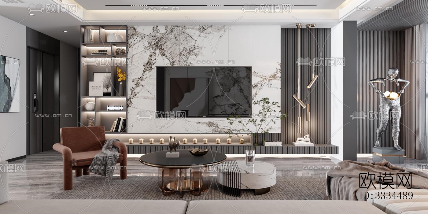 现代客厅效果图下载（渲染图12）