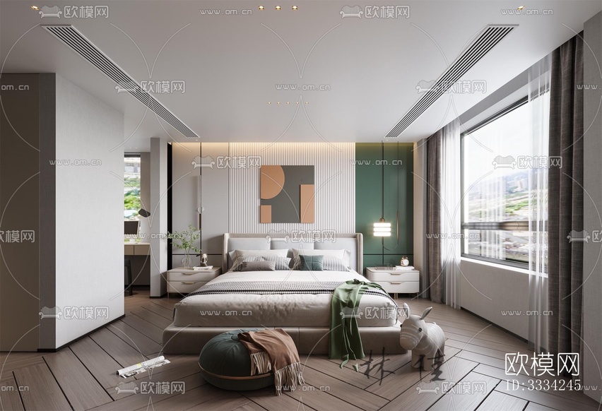 現(xiàn)代臥室效果圖下載(渲染圖1)