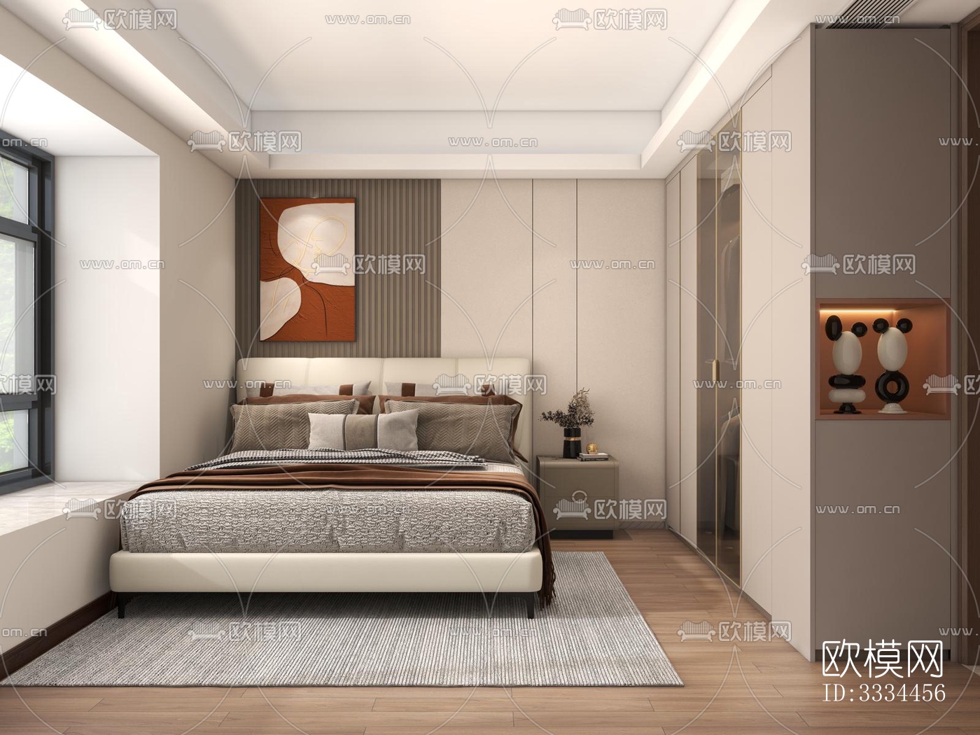 现代卧室效果图下载（渲染图3）