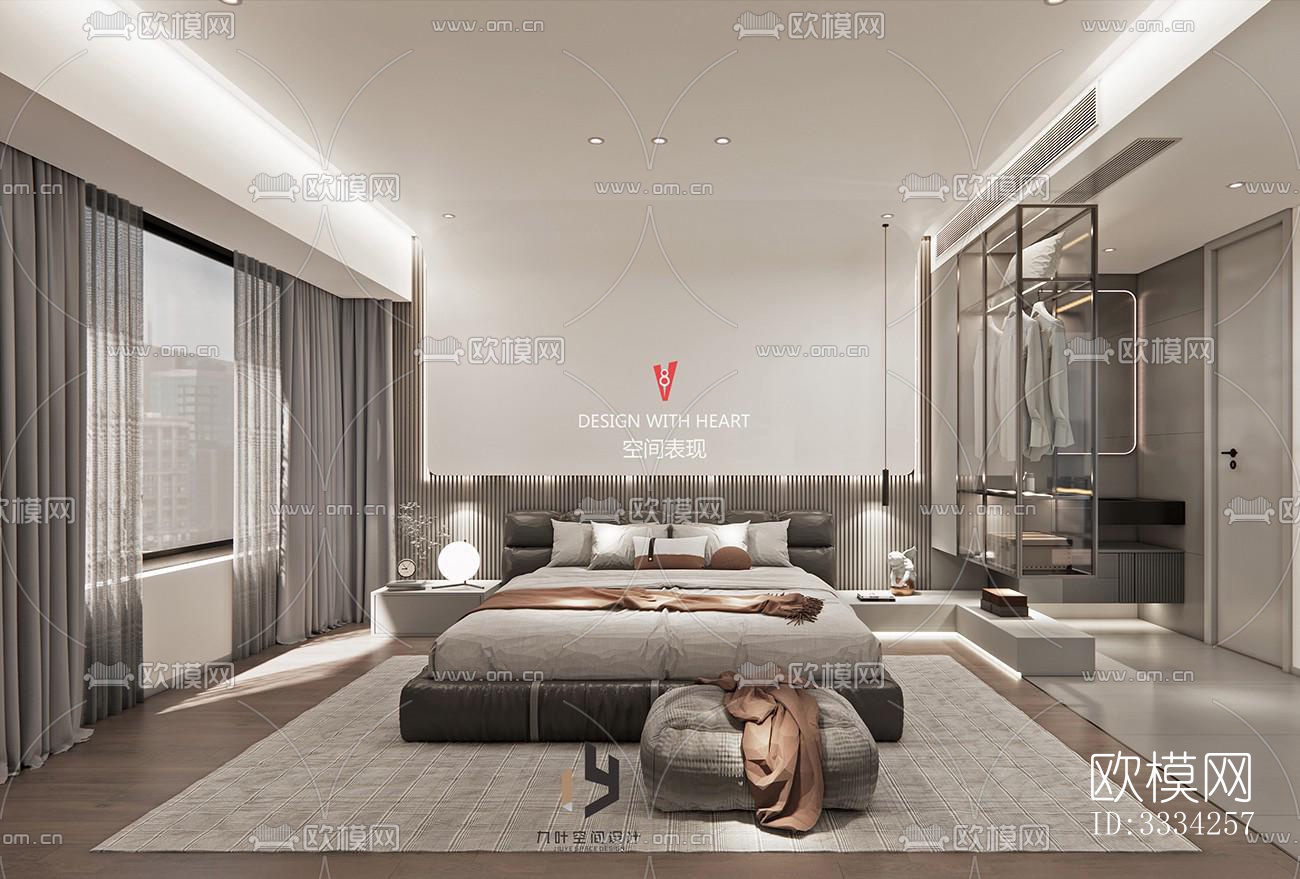 现代卧室效果图下载（渲染图3）