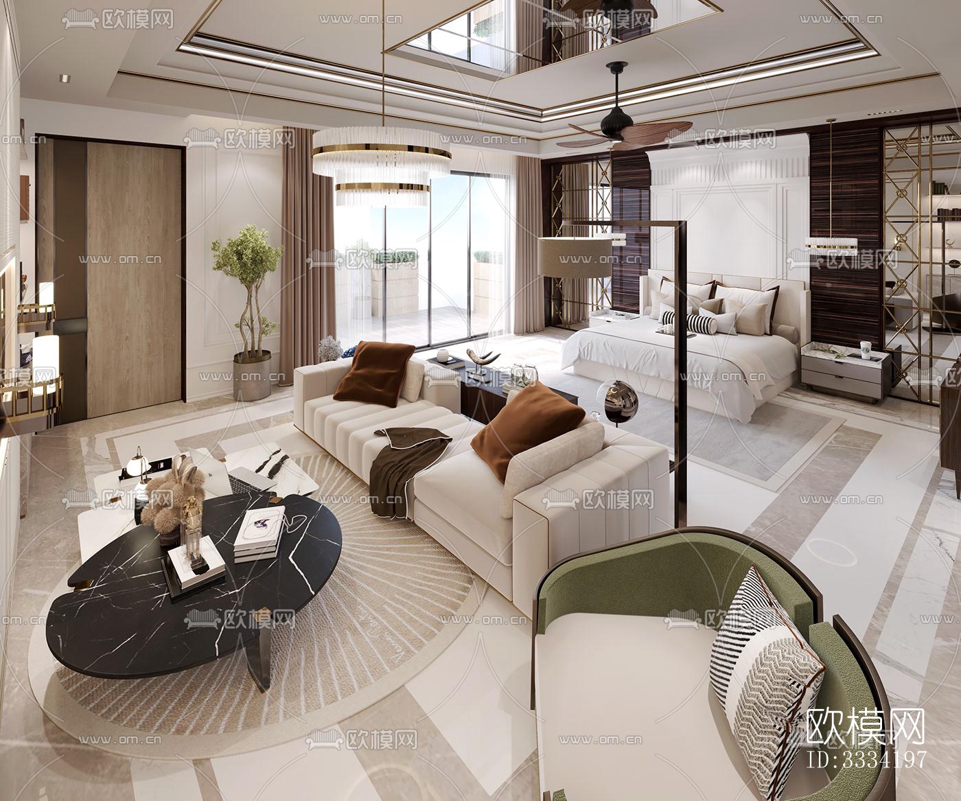 现代卧室效果图下载（渲染图4）