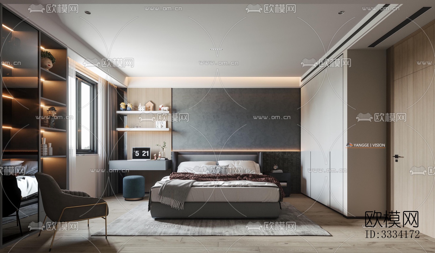 现代卧室效果图下载（渲染图9）