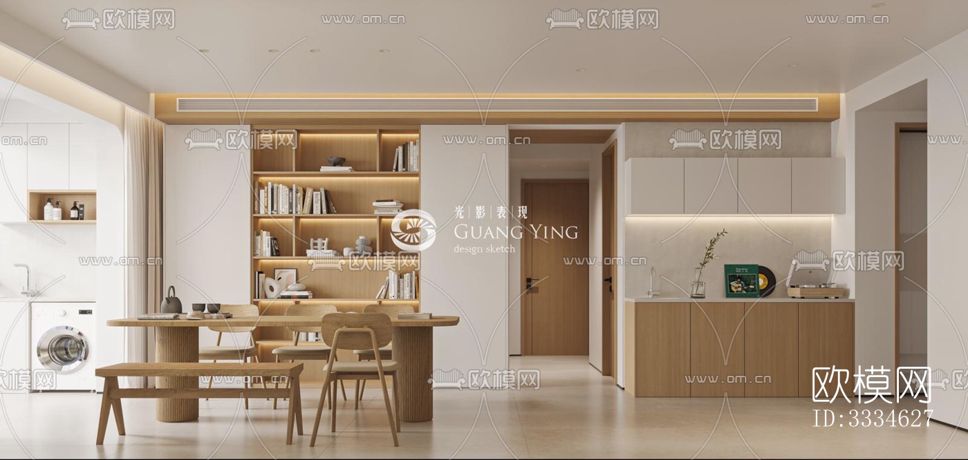 原木风餐厅效果图下载（渲染图2）