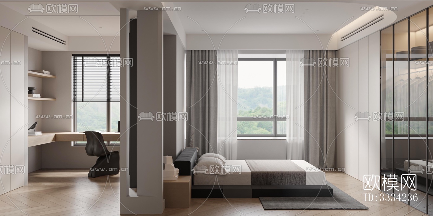 现代卧室效果图下载（渲染图2）