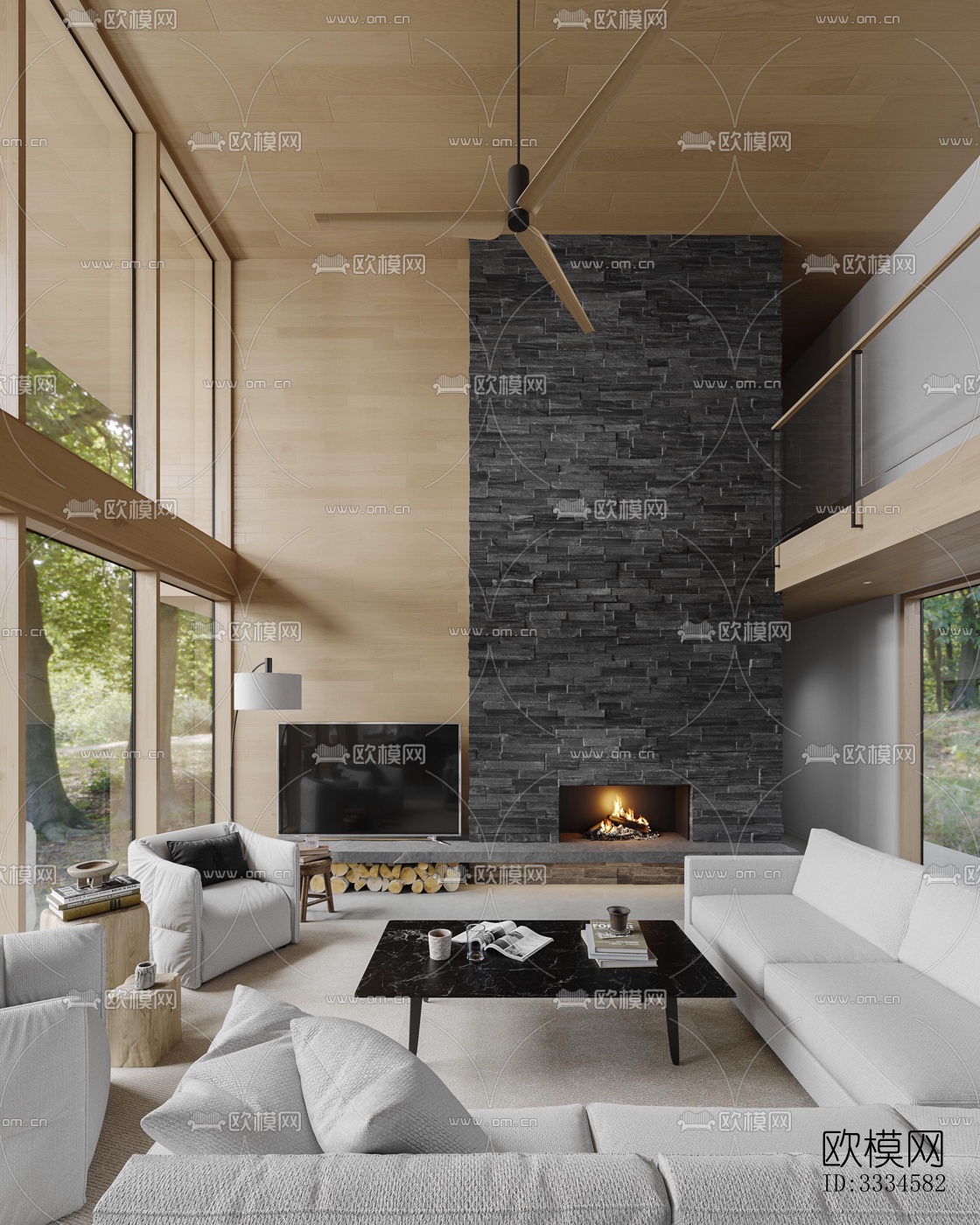 现代客厅效果图下载（渲染图5）