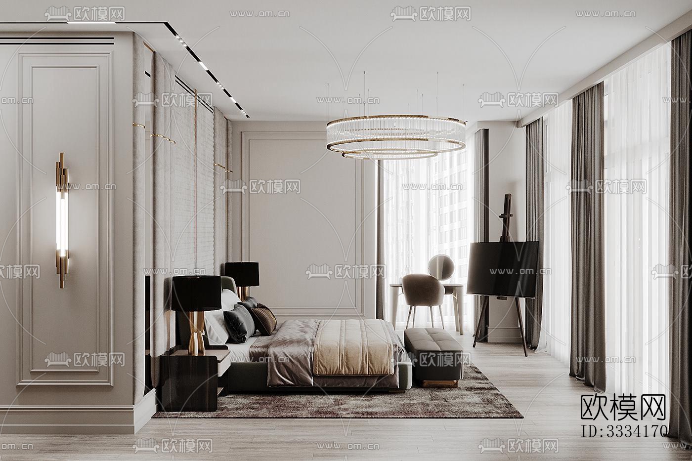 现代卧室效果图下载（渲染图7）