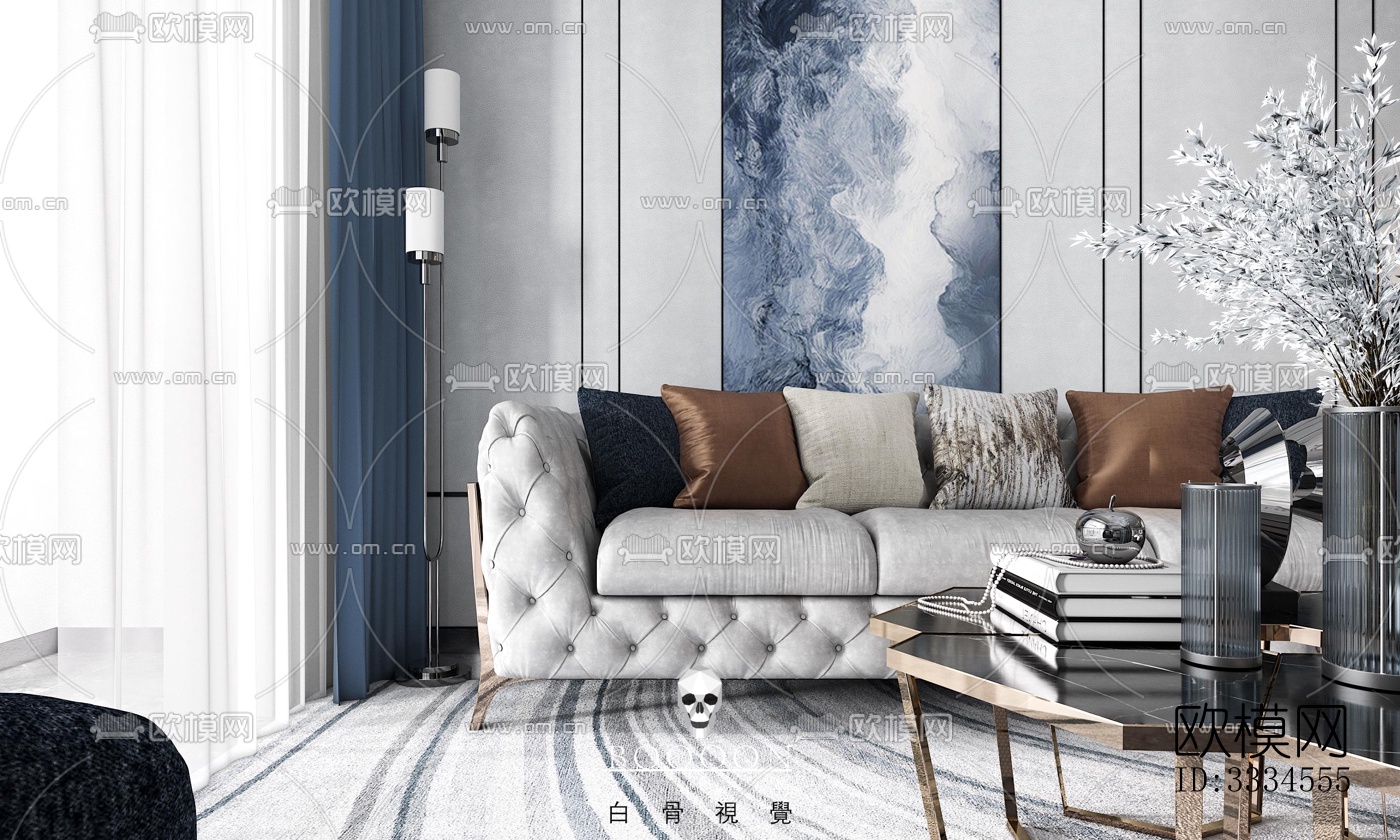 现代客厅效果图下载（渲染图4）