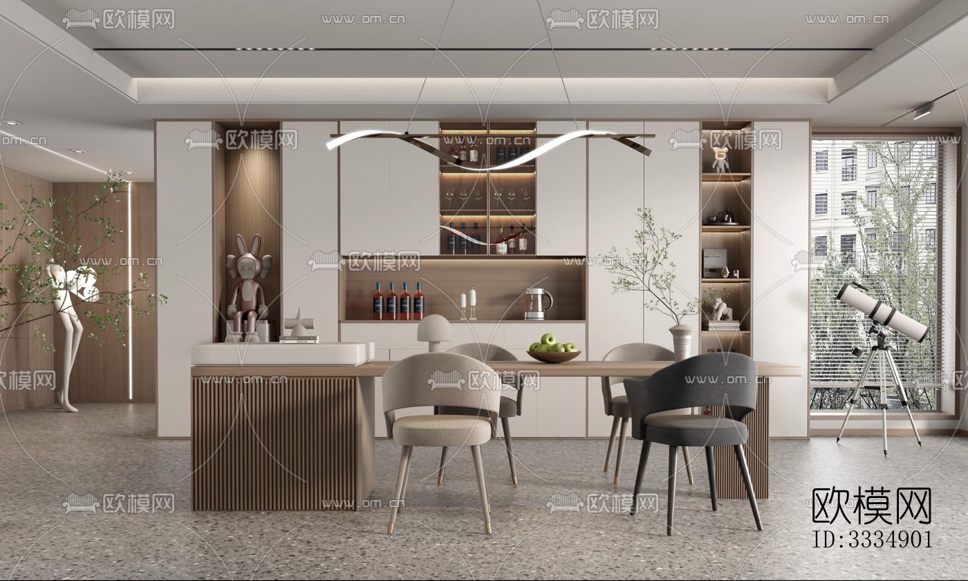 现代餐厅效果图下载（渲染图4）