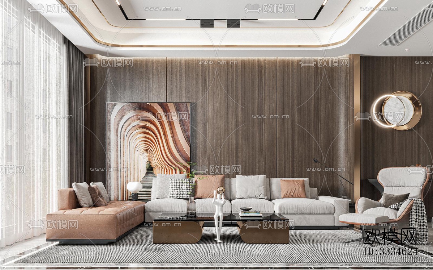 现代客厅效果图下载（渲染图3）