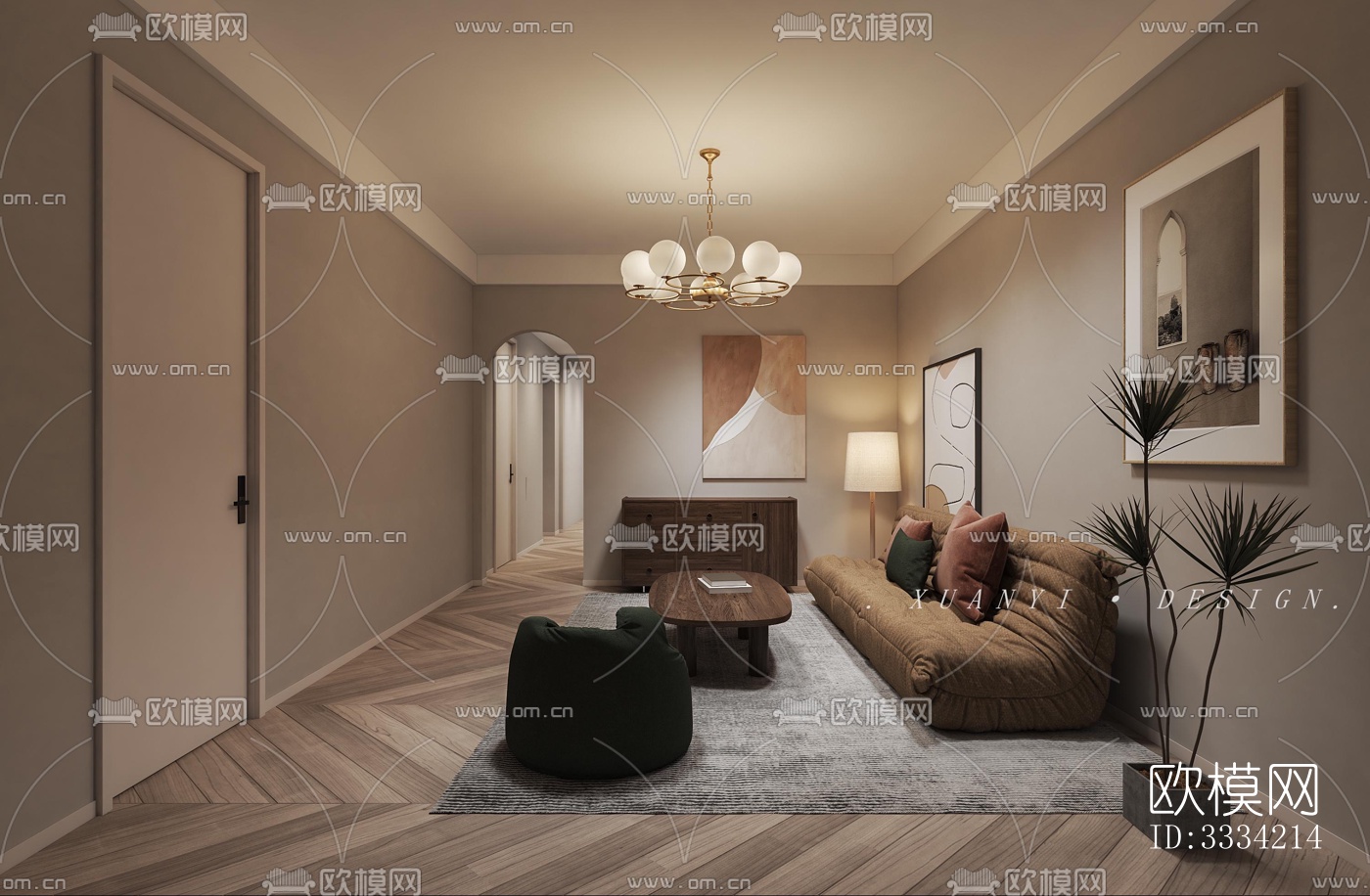 现代卧室效果图下载（渲染图3）