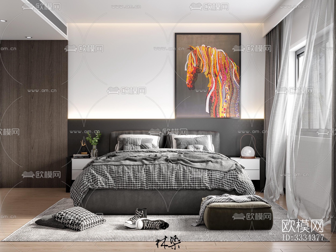 现代卧室效果图下载（渲染图9）