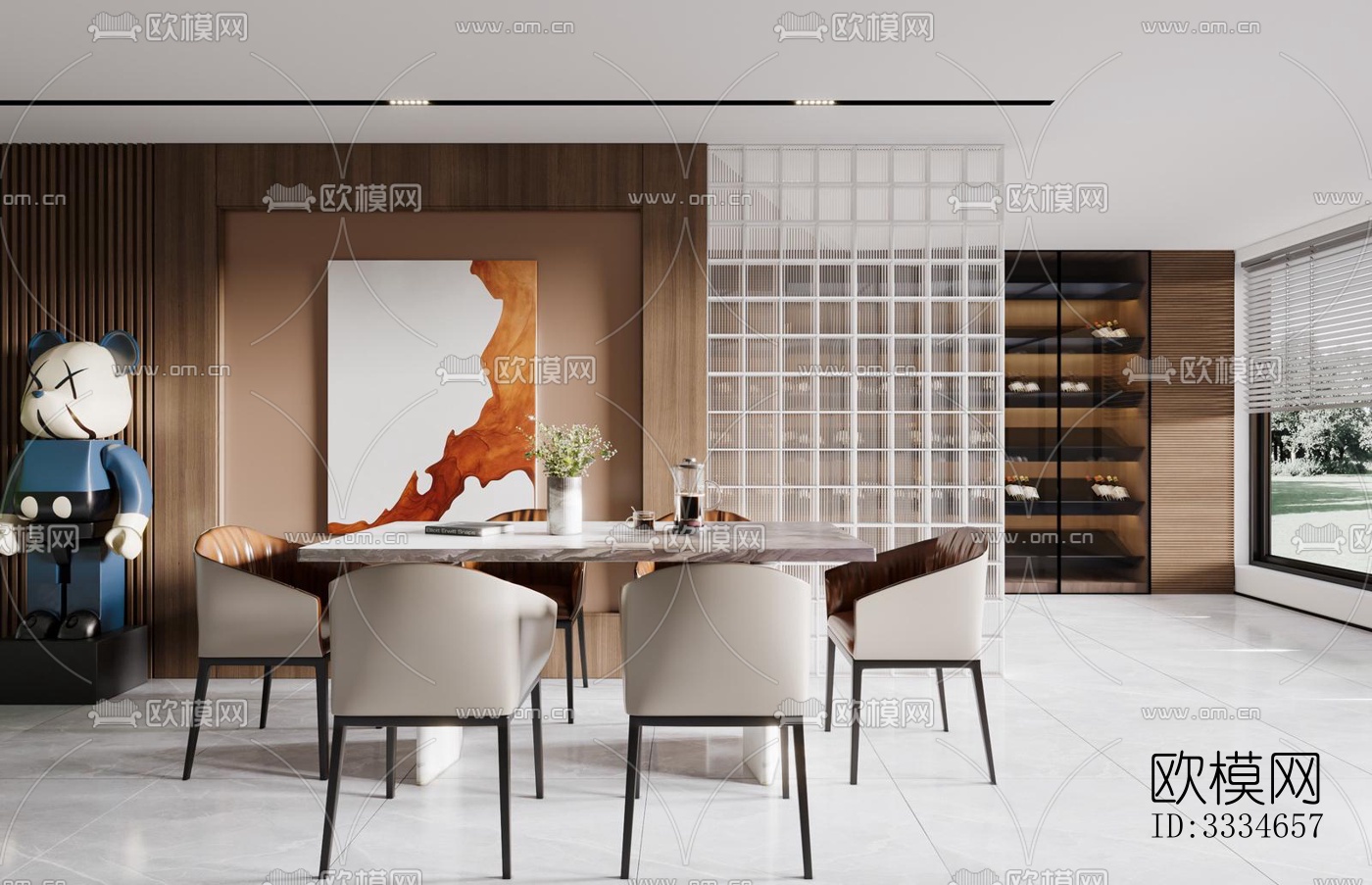 现代餐厅效果图下载（渲染图1）