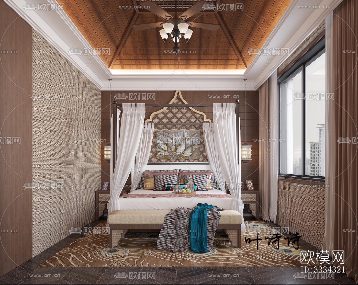 现代卧室效果图下载（渲染图3）