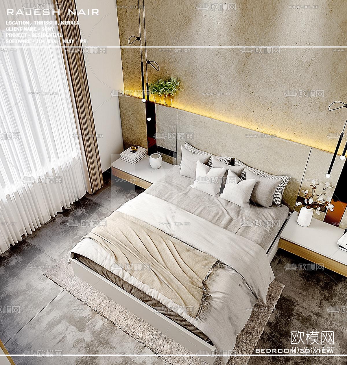 现代卧室效果图下载（渲染图4）